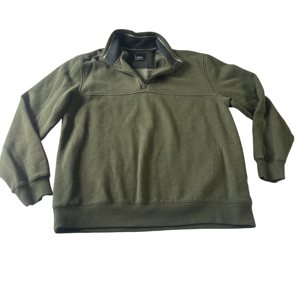 Arrow USA 1851 Mens Large Olive Green Heather Quarter Zip Pullover Sweatshirt